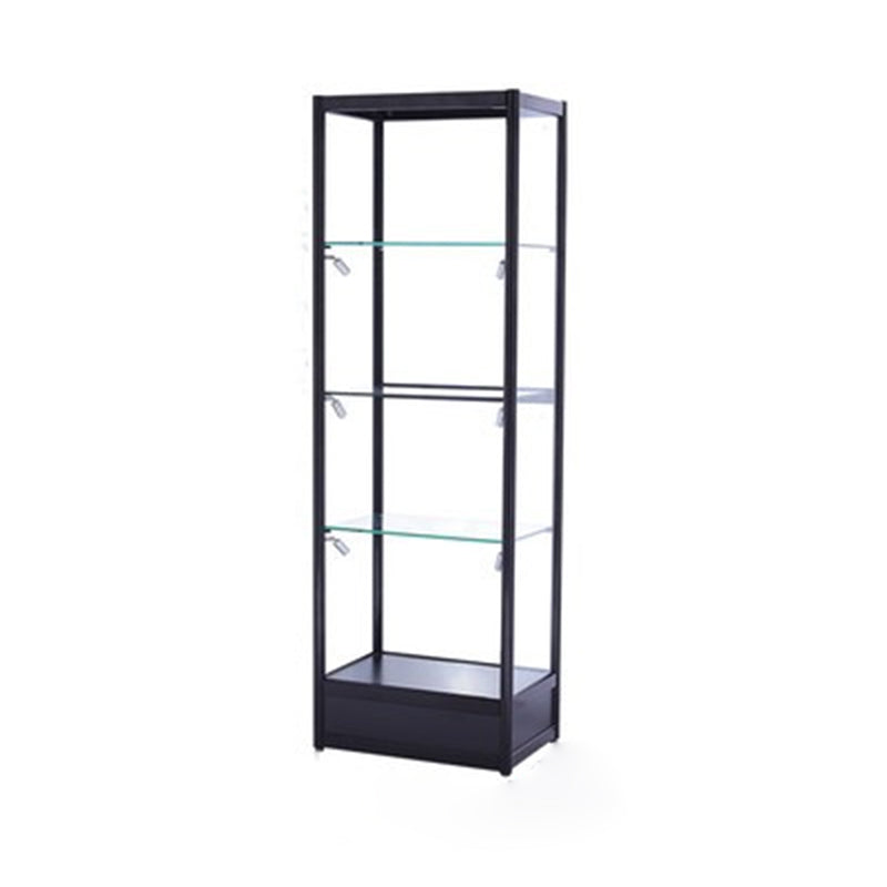 Metal Curio Cabinet Modern Black Display Stand with Three Glass Shelves