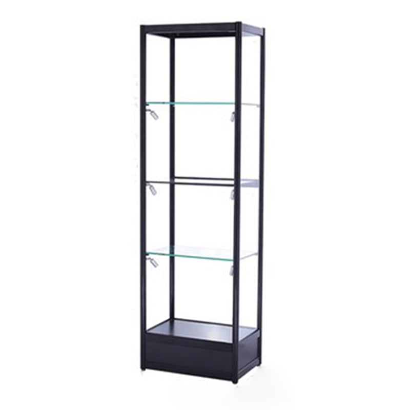 Metal Curio Cabinet Modern Black Display Stand with Three Glass Shelves