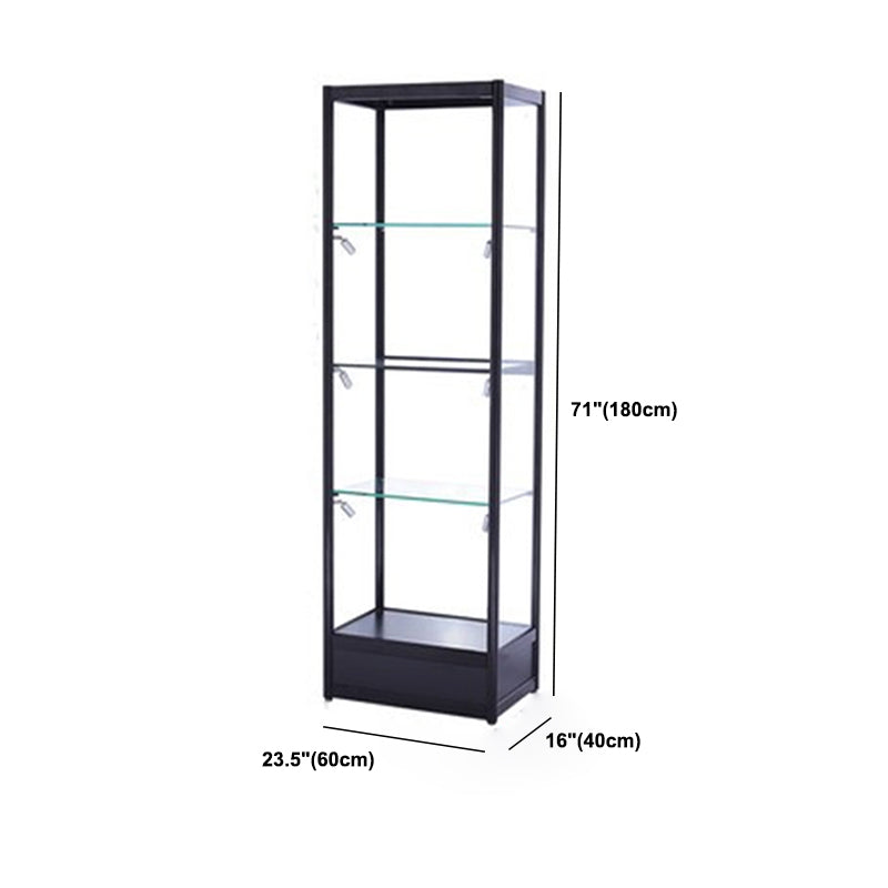 Metal Curio Cabinet Modern Black Display Stand with Three Glass Shelves