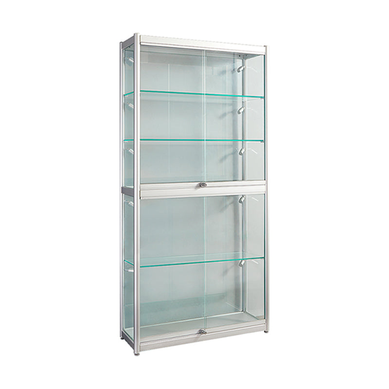 Modern Metal Curio Cabinet Locking Display Stand with Sliding Glass Doors