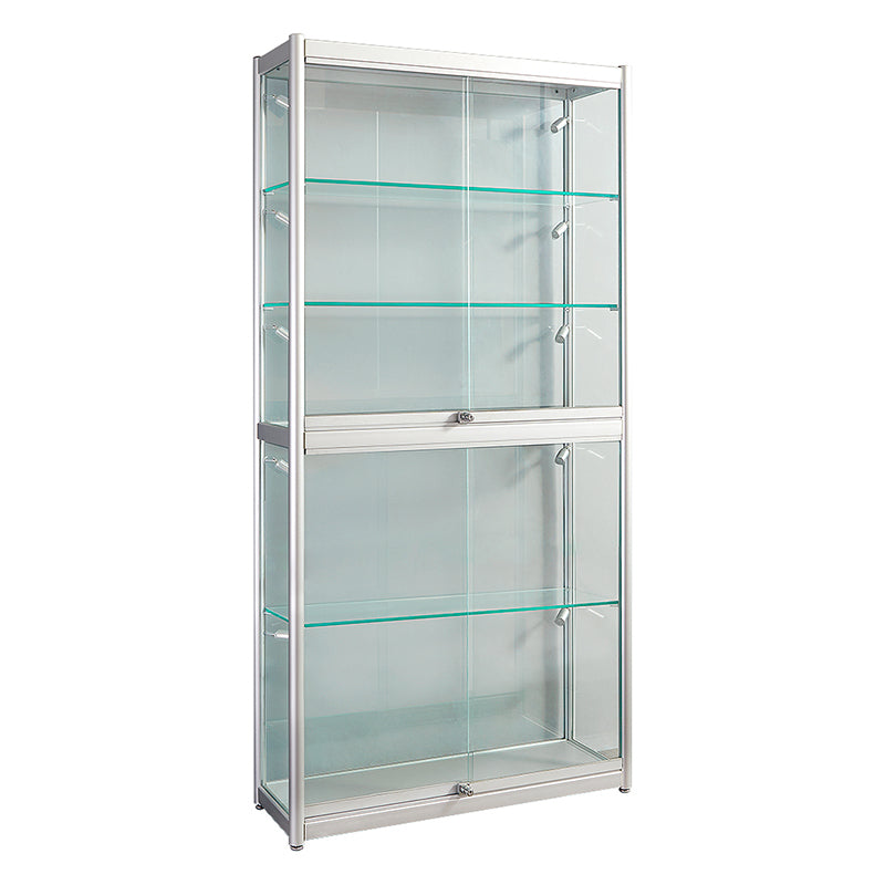 Modern Metal Curio Cabinet Locking Display Stand with Sliding Glass Doors