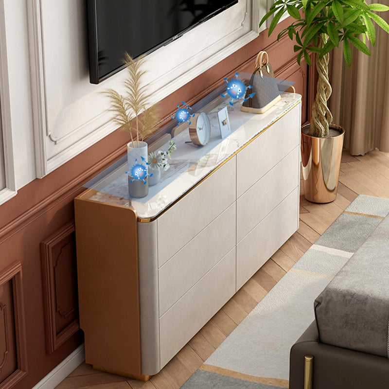 11.7-inch Width Glam Dresser Stone Storage Chest Dresser with 6 Drawers