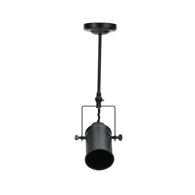 Cylinder Dining Room Semi-Flush Light Industrial Style Metallic 1/2/3-Head Black/White Rotatable Track Fixture