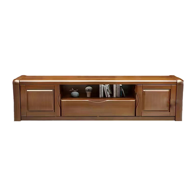 Rubber Wood TV Stand Contemporary TV Cabinet with Doors and Drawers