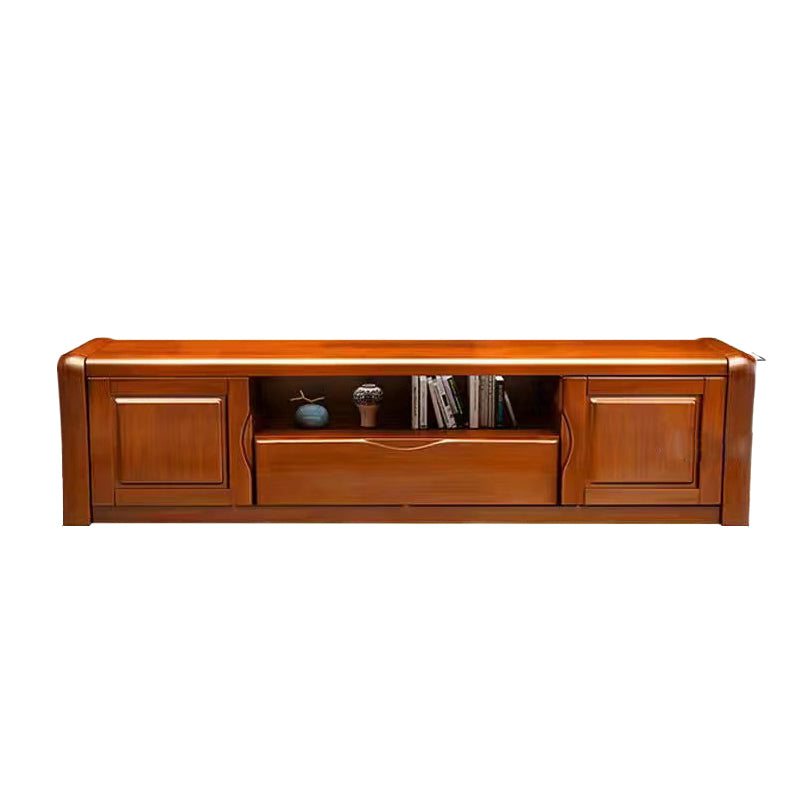 Rubber Wood TV Stand Contemporary TV Cabinet with Doors and Drawers