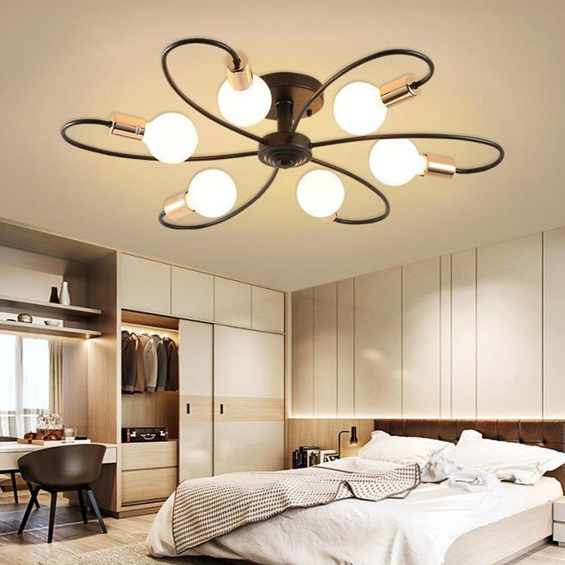 Modern Metal Ceiling Light Golden/Black Flush Mount Lighting for Home