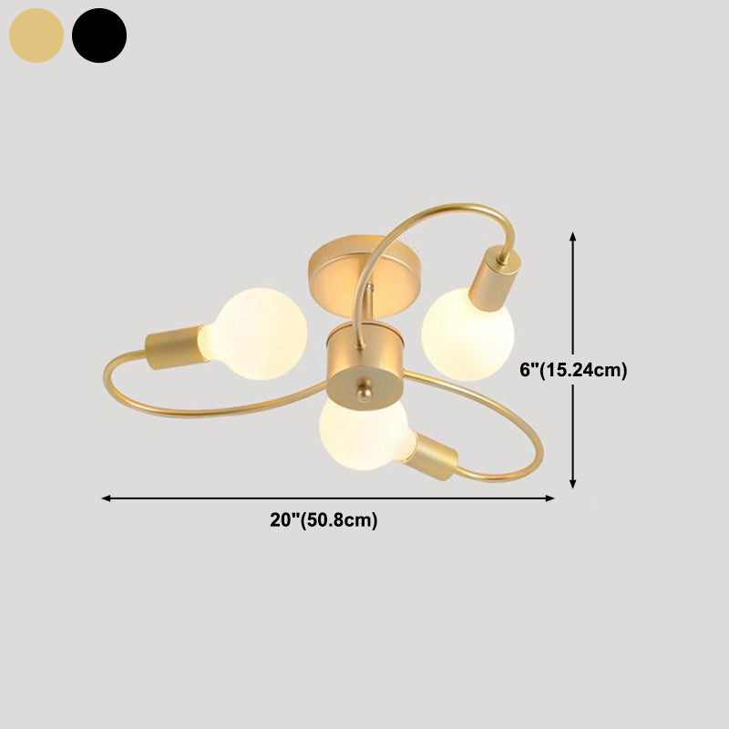 Modern Metal Ceiling Light Golden/Black Flush Mount Lighting for Home