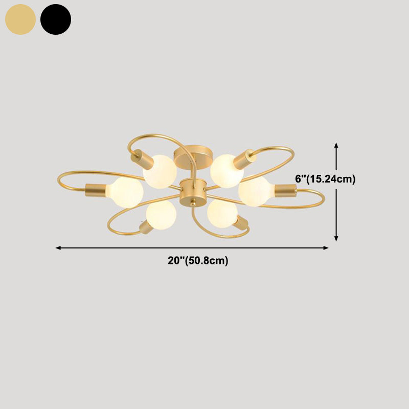 Modern Metal Ceiling Light Golden/Black Flush Mount Lighting for Home