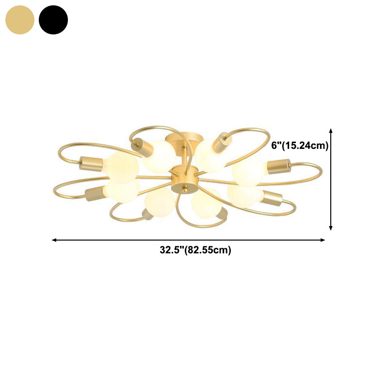 Modern Metal Ceiling Light Golden/Black Flush Mount Lighting for Home