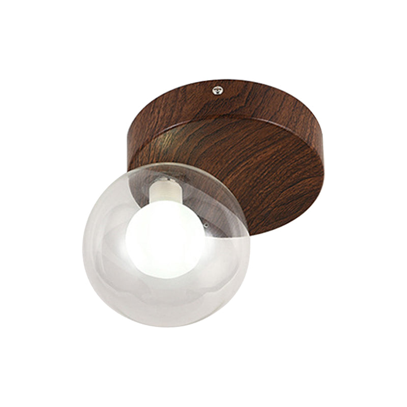 Wood Sphere Flush Mount Lights Contemporary Style 1 Light Flush Mount Lighting