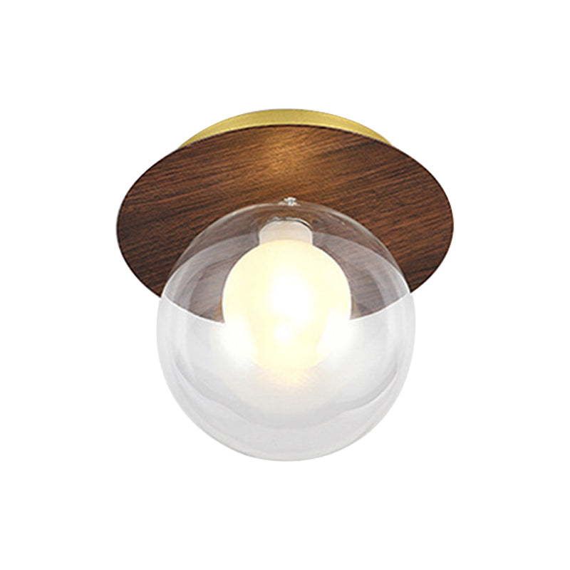 Wood Sphere Flush Mount Lights Contemporary Style 1 Light Flush Mount Lighting
