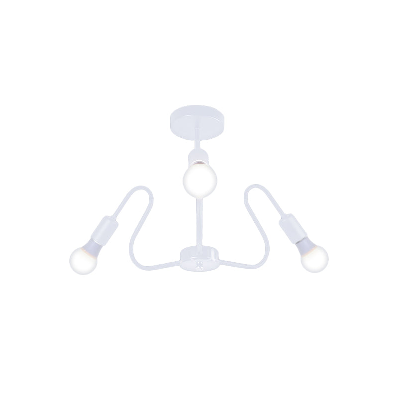 Bombilla expuesta de metal, iluminación de montaje semiempotrado, luz de techo Industrial Retro de 3/5/6 cabezales para comedor en negro/blanco