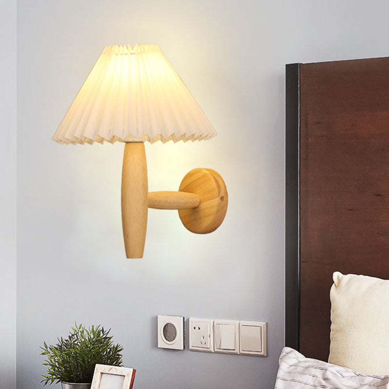 Modern Style Flared Wall Mounted Lamps Wood 1 Light Wall Mounted Light Fixture