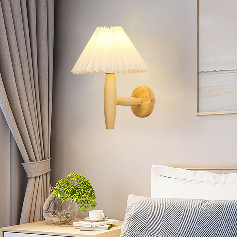 Modern Style Flared Wall Mounted Lamps Wood 1 Light Wall Mounted Light Fixture