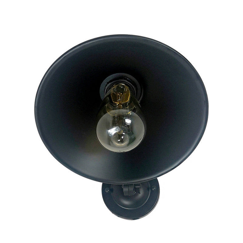 Industrial Cone Shape Wall Mount Light Fixture Metal Sconce Lamp in Black for Dining Room