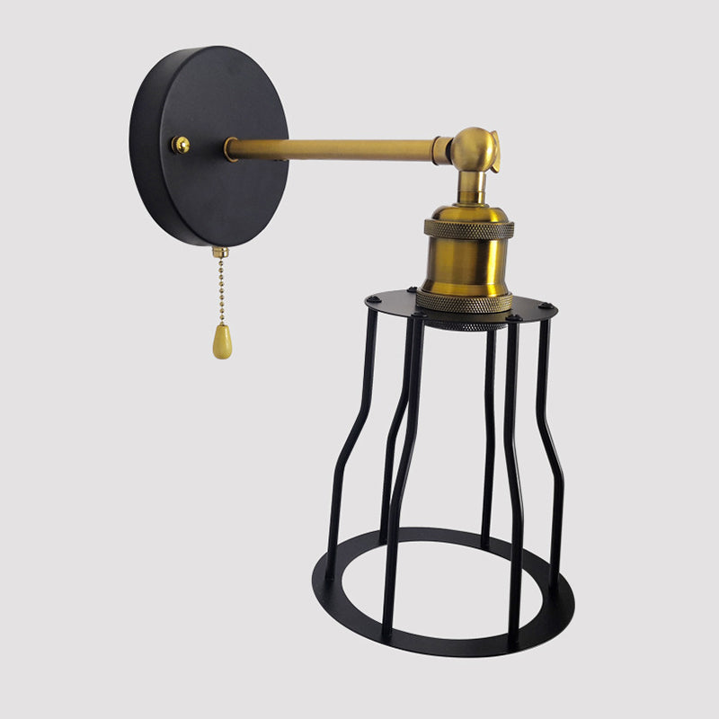 Industrial Unique Shape Wall Mount Light Fixture Metal Sconce Lamp in Black