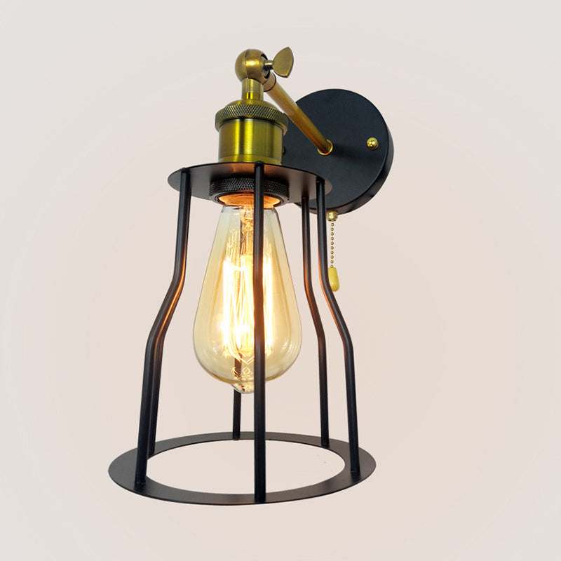 Industrial Unique Shape Wall Mount Light Fixture Metal Sconce Lamp in Black