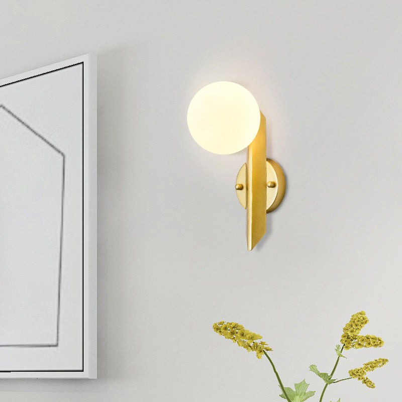 Modern Style Wall Sconce Glass 1 Light Ball Shape Sconces for Bedroom