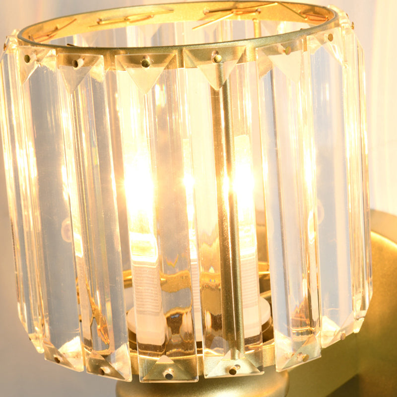 Modern Style Cylindrical Wall Sconce Crystal 1-Light Sconces for Living Room