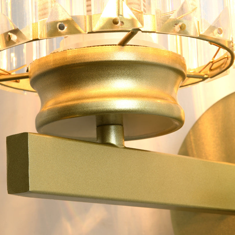 Modern Style Cylindrical Wall Sconce Crystal 1-Light Sconces for Living Room