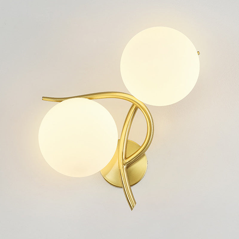 Modern Style Ball Shape Flush Mount 2-Light Glass Ceiling Light for Bedroom
