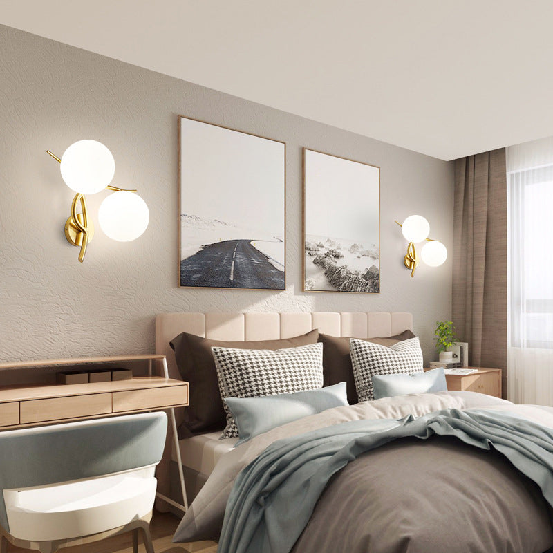 Modern Style Ball Shape Flush Mount 2-Light Glass Ceiling Light for Bedroom