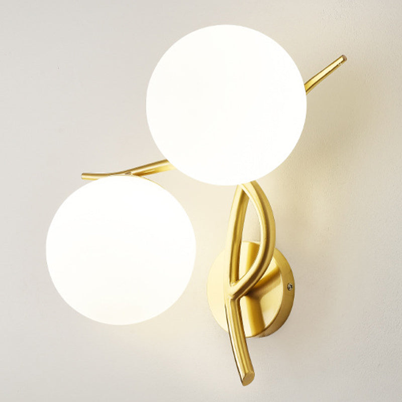 Modern Style Ball Shape Flush Mount 2-Light Glass Ceiling Light for Bedroom