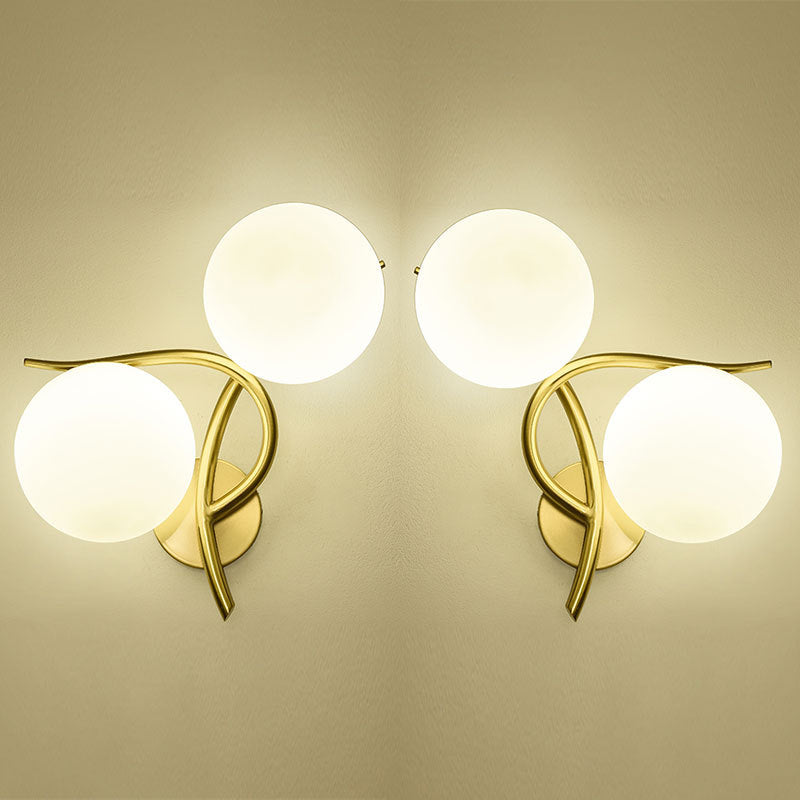 Modern Style Ball Shape Flush Mount 2-Light Glass Ceiling Light for Bedroom