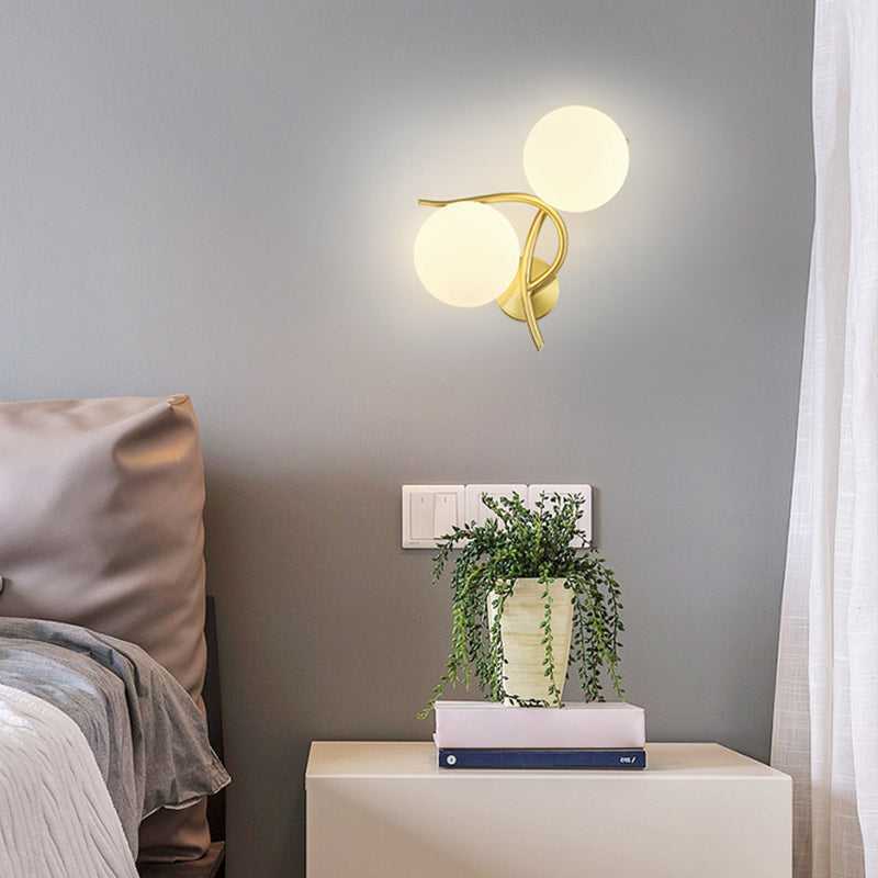 Modern Style Ball Shape Flush Mount 2-Light Glass Ceiling Light for Bedroom