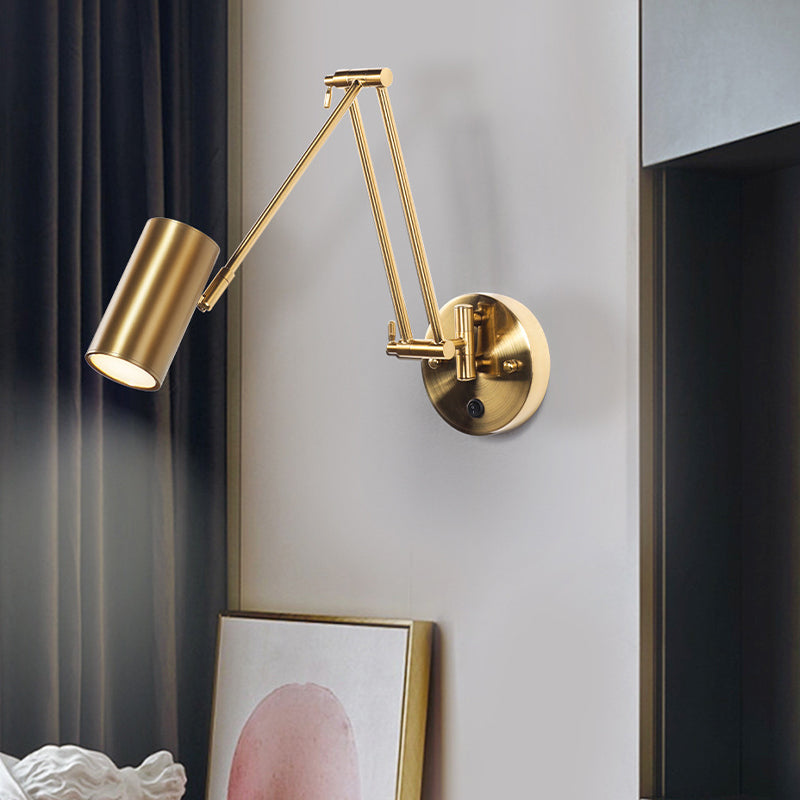 Modern Style Swing Arm Wall Sconce Metal Wall Light for Bedroom