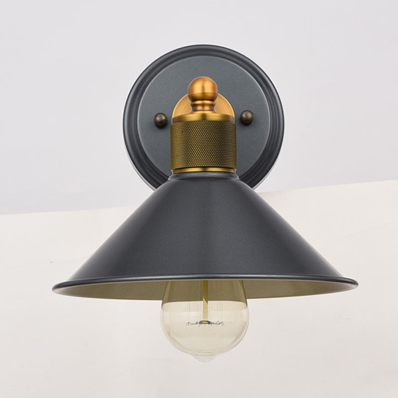 Industrial Style Cone Shape Wall Sconce Metal 1 Light Sconces in Grey for Balcony