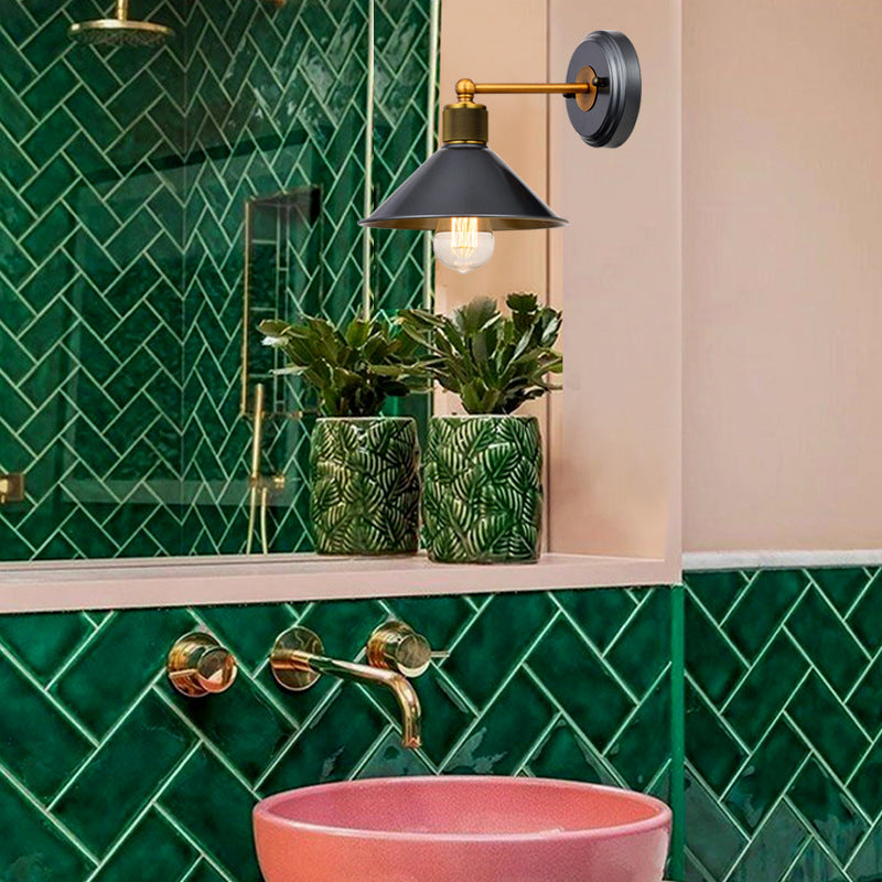 Industrial Style Cone Shape Wall Sconce Metal 1 Light Sconces in Grey for Balcony