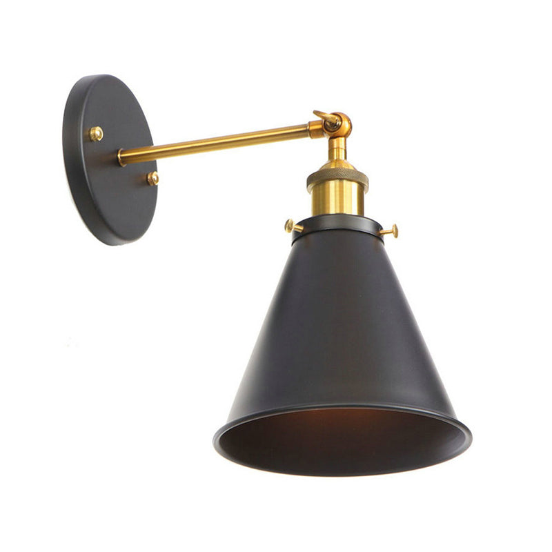 Cone Wall Lighting Industrial Metal 1 Light Rustic Wall Sconces in Black