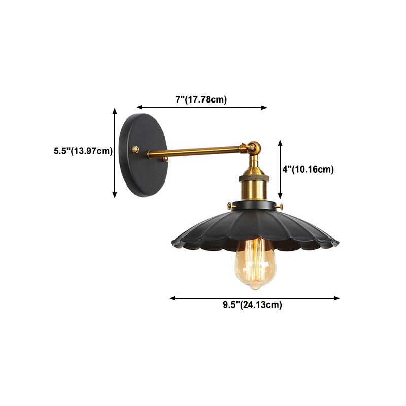 Cone Wall Lighting Industrial Metal 1 Light Rustic Wall Sconces in Black