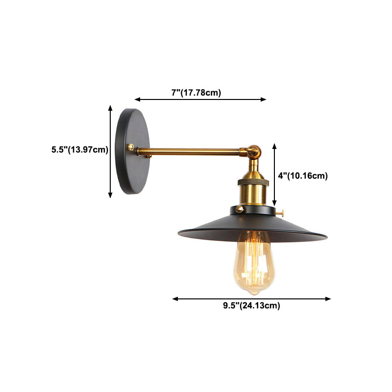 Cone Wall Lighting Industrial Metal 1 Light Rustic Wall Sconces in Black