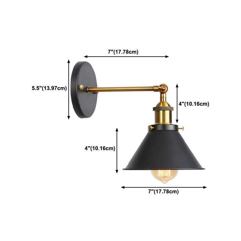 Cone Wall Lighting Industrial Metal 1 Light Rustic Wall Sconces in Black