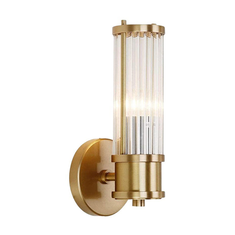 Crystal Half Cylinder Wall Lights Modern Style Multi Lights Wall Light Sconce in Brass
