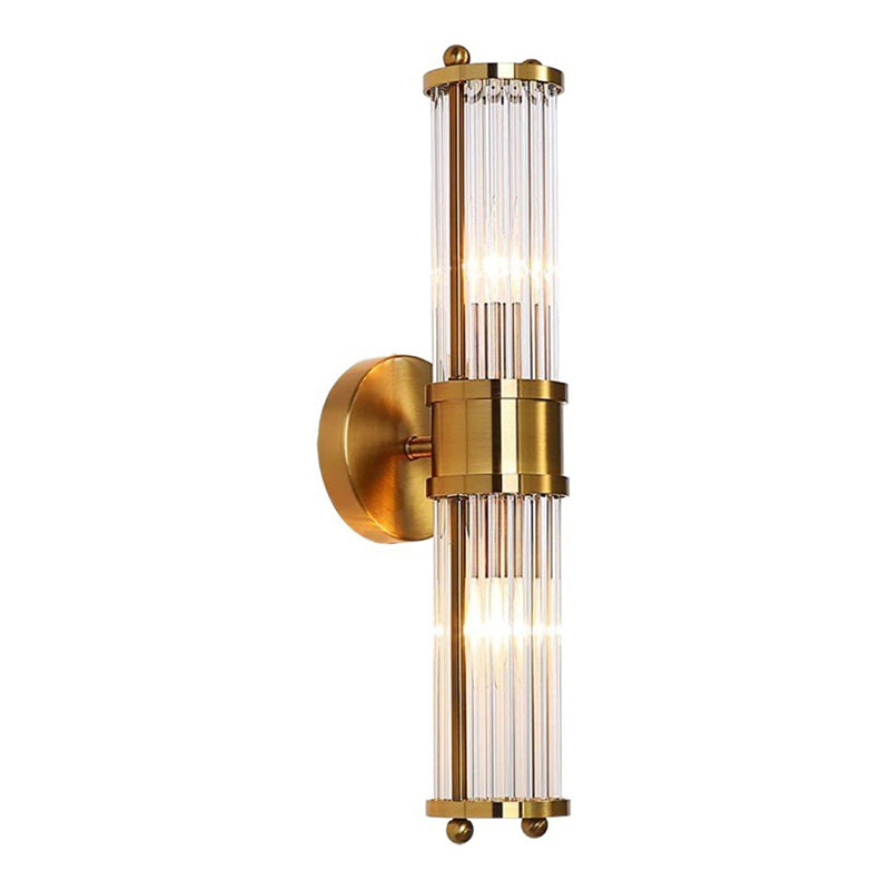 Crystal Half Cylinder Wall Lights Modern Style Multi Lights Wall Light Sconce in Brass