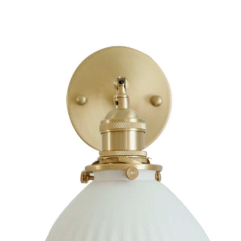 1 -Light Industrial Wall Armed Fixture Brass and Cone Shade Wall Light in Gold