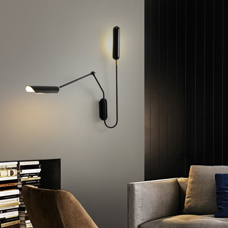 Black Modern Wall Sconce Geometric Shape Wall Light with Metal Shade for Living Room
