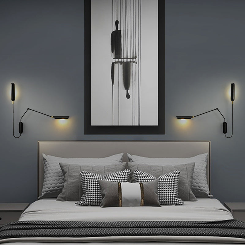 Black Modern Wall Sconce Geometric Shape Wall Light with Metal Shade for Living Room