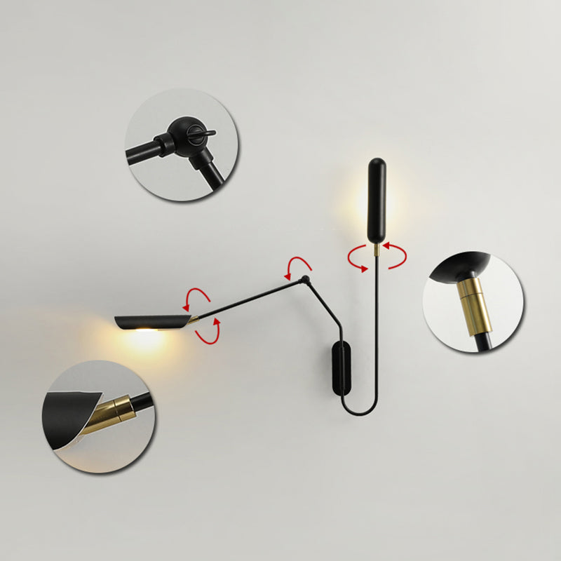 Black Modern Wall Sconce Geometric Shape Wall Light with Metal Shade for Living Room