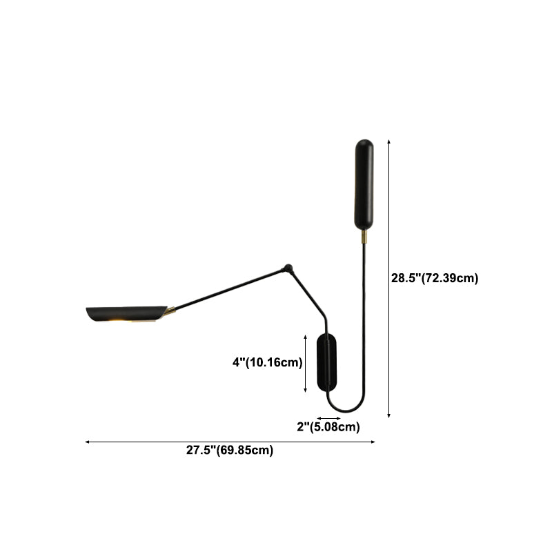 Black Modern Wall Sconce Geometric Shape Wall Light with Metal Shade for Living Room