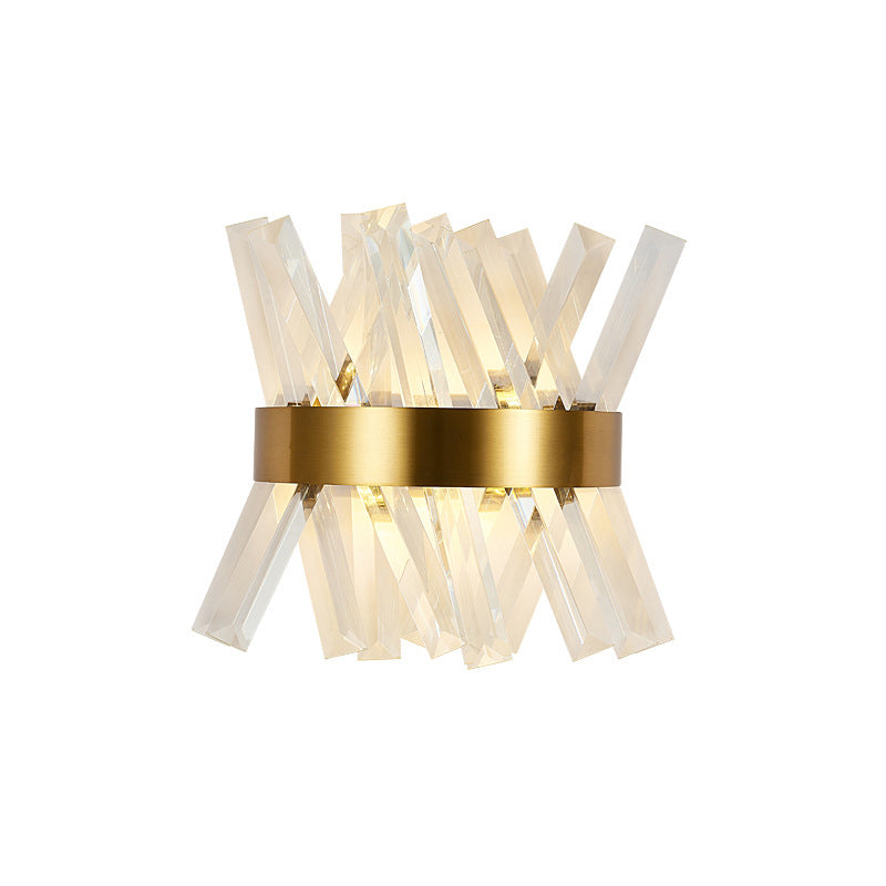 Crystal Unique Shape Wall Lights Modern Style 2 Lights Wall Light Sconce in Brass