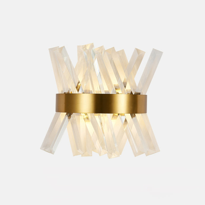 Crystal Unique Shape Wall Lights Modern Style 2 Lights Wall Light Sconce in Brass