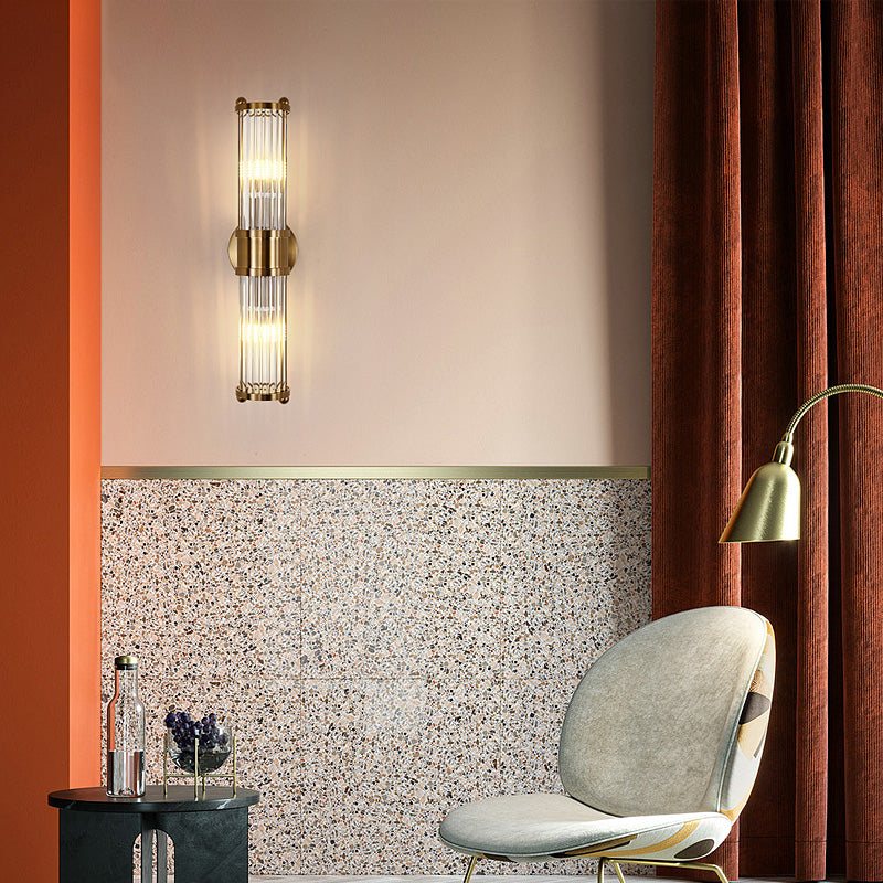 Crystal Geometric Shape Wall Light Modern Style Multi Lights Wall Light Sconce in Brass