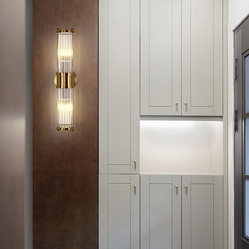 Crystal Geometric Shape Wall Light Modern Style Multi Lights Wall Light Sconce in Brass