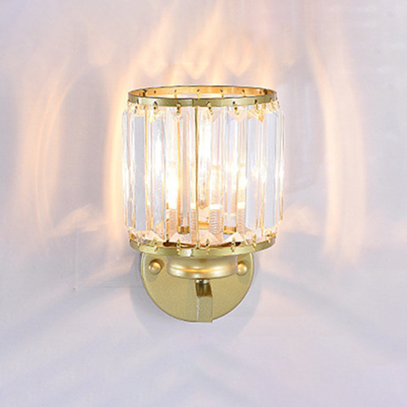 Crystal Half Cylinder Shape Wall Lights Modern Style 1-Light Wall Light Sconce