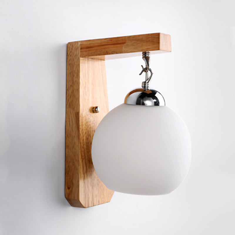 Contemporary Glass Vanity Light Simple Wooden Wall Light Sconce for Bathroom