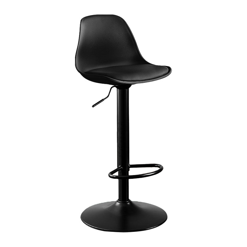 Contemporary Metal Barstool Faux Leather Footrest Adjustable Counter Stool